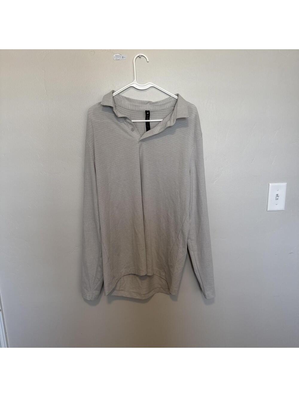 Lululemon Evolution Polo Shirt Mens XL Dove Striped Performance Stretch